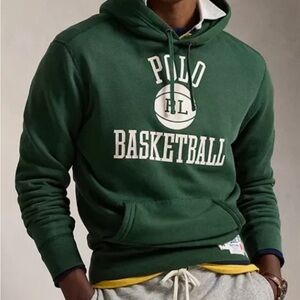 Polo by Ralph Lauren Forest Green Basketball Hoodie L and black polo shirt